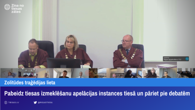 Attēlā attēloti tiesneši tiesas zālē